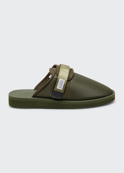 Suicoke Zavo Cab Nylon Flat Mules In Olive