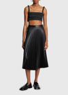 Proenza Schouler White Label Pleated Vegan Leather Midi Skirt In Black