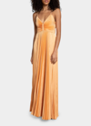 A.l.c Aries Pleated Maxi Gown In Mandarin