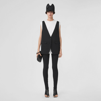 Burberry Sleeveless Tailored Silk Jacket In Black