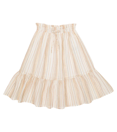 Bonpoint Kids' Aliette Striped Cotton-blend Skirt In Terre De Sienna
