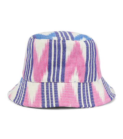 Isabel Marant Haley Stripe Printed Canvas Bucket Hat In Ecru