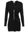 Saint Laurent Plunge Neck Long Sleeve Romper In Noir