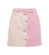 Ganni Two-tone Organic Denim Mini Skirt In Light Lilac