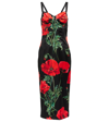 Dolce & Gabbana Floral-print Silk-blend Satin Midi Dress In Papaveri Fdo.nero
