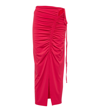 Self-portrait Gathered High Waist Midi Skirt In Fuchsia Pink Polyester In Fuchsia