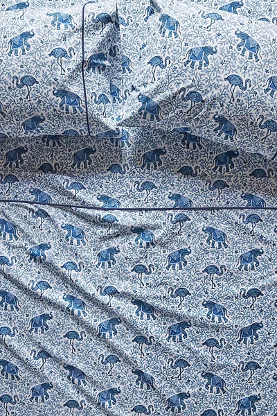 Anthropologie Printfresh Flamenco Sheet Set By Printfresh In Blue Size Pillowcase In Blue