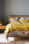 Anthropologie Embroidered Joaquin Quilt By  In Yellow Size Q Top/bed