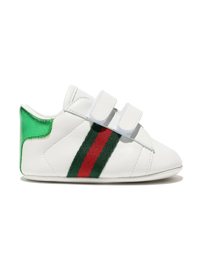 Gucci Web Leather Sneakers In White