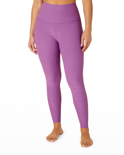 Beyond Yoga Caught In The Midi Space-dye High-waisted Legging In Plum