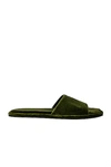 The Row Canal Velvet Flat Slippers In Moss