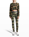 Dolce & Gabbana Camo Crystal Logo Plaque Crop Sweatshirt In Multiprt