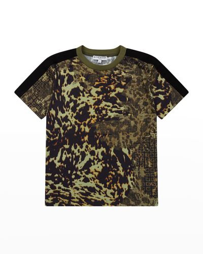 Givenchy Kids' Boy's Digital Camo Short-sleeve T-shirt In Green