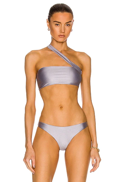 Jade Swim Halo Asymmetric Bikini Top In Periwinkle Sheen