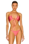Jade Swim Livi Front-tie Bikini Top In Coral Sheen