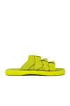 Bottega Veneta Green Intrecciato Slides In Kiwi
