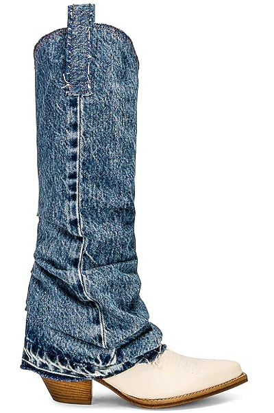 R13 Mid Cowboy Boots With Sleeves In Indigo