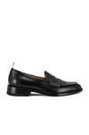 Thom Browne Black Slip-on Loafers With Loop Detail In Black
