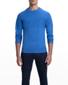 Bugatchi Men's Solid/striped Cotton Crewneck Sweater In Classic-blue