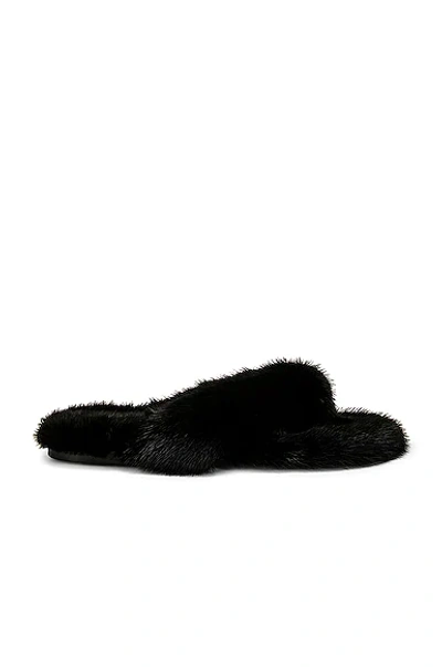 Saint Laurent Bleach Flat Sandals In Nero