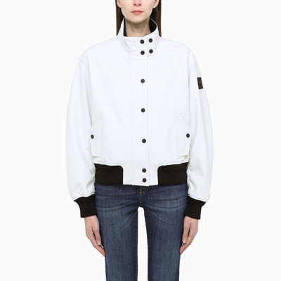 Moose Knuckles White Nylon Bomber Jacket