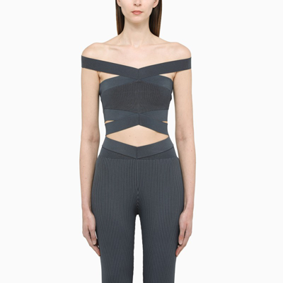 Dion Lee Steel Navy Crossed Crop-top In Light Blue