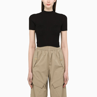 Dion Lee Black Rib-knitted Top