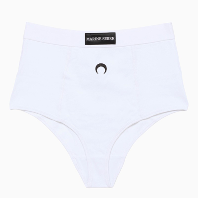 Marine Serre White Trouseries With Moon Embroidery And Logo Patch