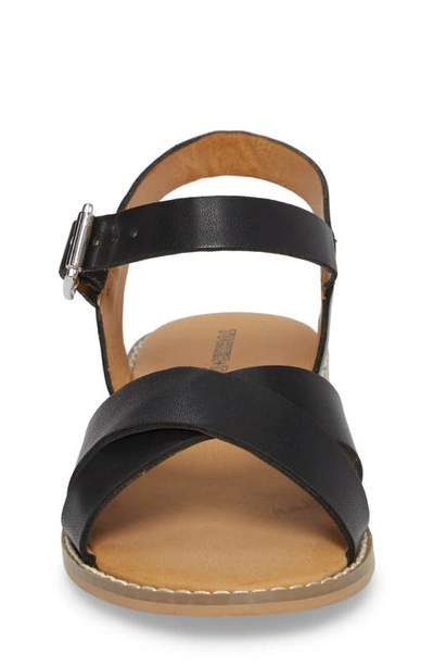 Tucker And Tate Arya Cross Strap Sandal In Black Faux Leather