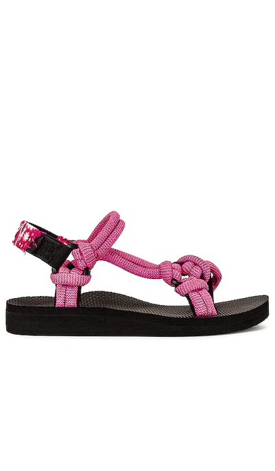 Arizona Love Trekky Pink Rope And Bandana-trimmed Sandals In Pink,fuchsia