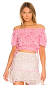 Loveshackfancy Floral Rosalinda Crop Top In Pink