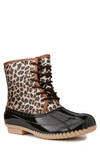 Sugar Womens Water Repellent Man Made Rain Boots In Tan Leopard