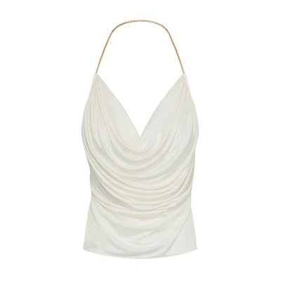 Loewe Cowl-neck Chain Silk Top In White