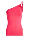 Helmut Lang Pink Twisted One Shoulder Tank Top In Pink
