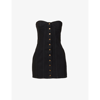 Saint Laurent Strapless Sweetheart-neck Denim Mini Dress In Worn Black