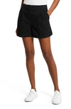 THEORY PLEATED EYELET DETAIL COTTON SHORTS