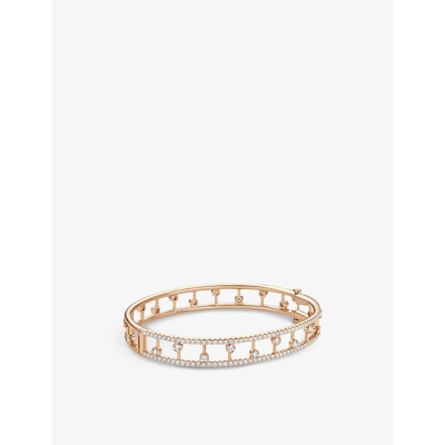 De Beers Dewdrop 18ct Rose-gold And 1.9ct Round-cut Diamond Bangle Bracelet In 18k Rose Gold