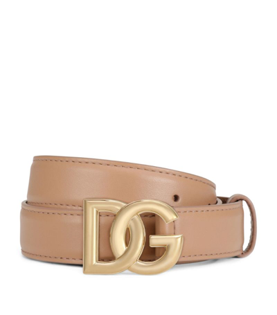Dolce & Gabbana Dg Logo-buckle Leather Belt In Pink