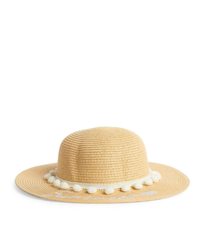 Bonita Kids'  Embroidered Summer Floppy Hat In White