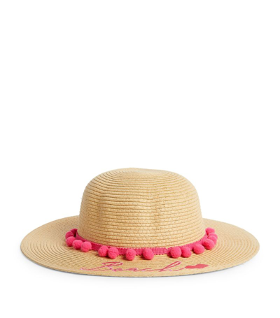 Bonita Embroidered Beach Floppy Hat In Pink