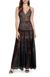 DRESS THE POPULATION MELINA LACE SLEEVELESS GOWN