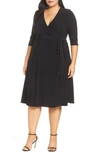 Kiyonna Womens Plus Size Essential Wrap Dress In Black