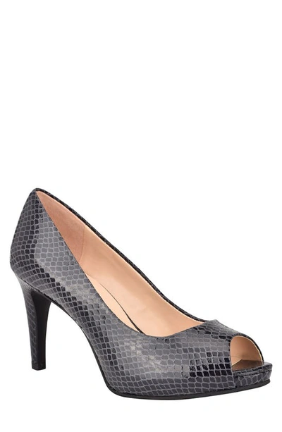 Bandolino Rainaa Peep Toe Stiletto Pump In Navy Blue Lycra