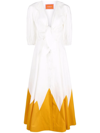 La Doublej Peek-a-boo Tie-front Cotton-poplin Dress In White