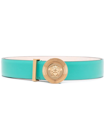 Versace Medusa Biggie Belt, Female, Turquoise, 105 Cm In Turquoise