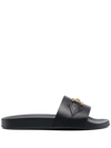 Versace Medusa Leather Slides In Black