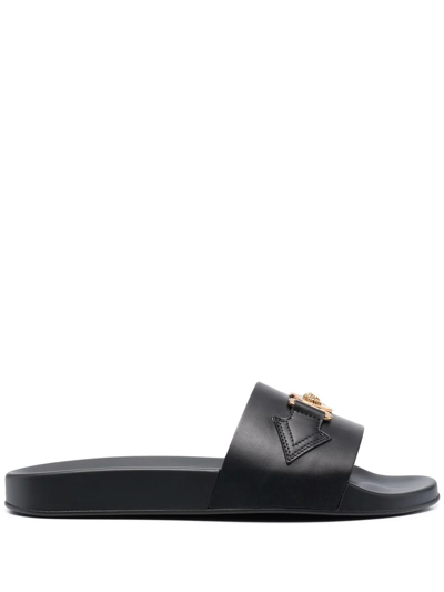 Versace Black Medusa Biggie Slides Sandals