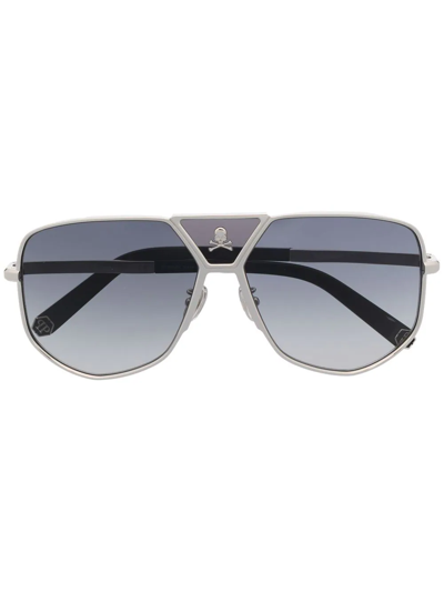 Philipp Plein Power Skull Sunglasses In Silber