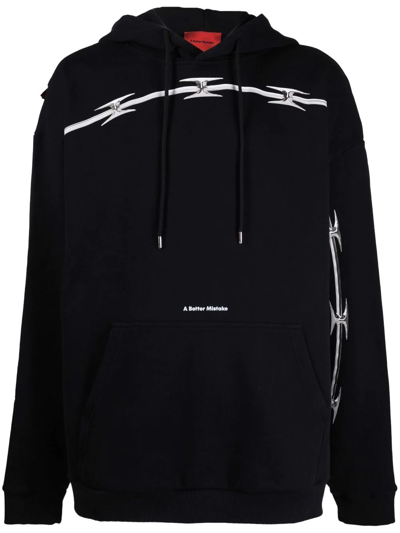 A Better Mistake Barbed Wire Print Hoodie In Schwarz