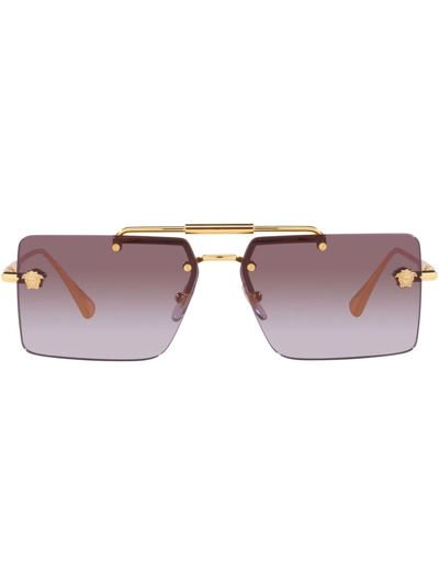 Versace Logo-plaque Sunglasses In Pink